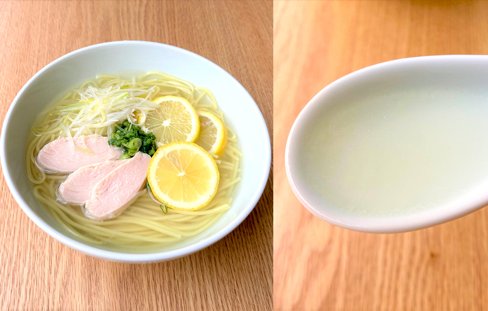 鶏塩×レモン果汁のあっさりスープ